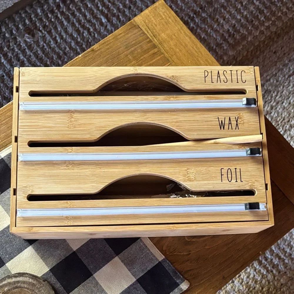 Rae Dunn like Bamboo Kitchen Wrap Organizer